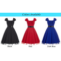 Grace Karin Stock Manga Manga Quadrada Comprimento Alto Stretchy Retro Style Red Vintage Dress CL008951-2